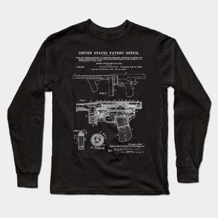 Thompson Submachine Gun Patent White Long Sleeve T-Shirt